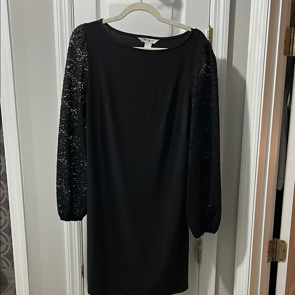 Elegant Black Dress with Lace Sleeves